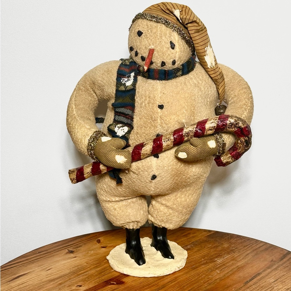Cody Foster Primitive Folk Art Snowman with Candy Cane Rare 2002